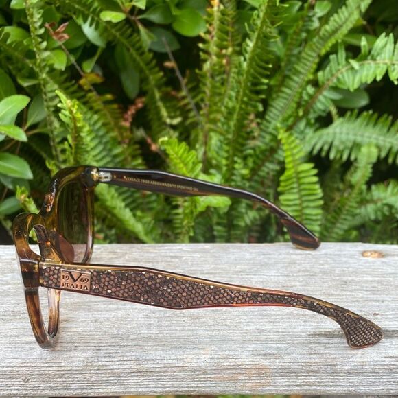 Women\'s Versace 19V69 Italia VW114 Brown Wood Sunglasses Glitter Sides Repair main image 7